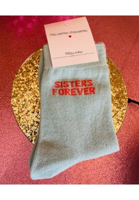 Chaussettes Bleu paillettes "Sisters forever"