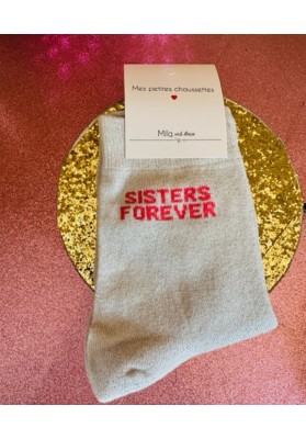 Chaussettes Argent paillettes "Sisters forever"