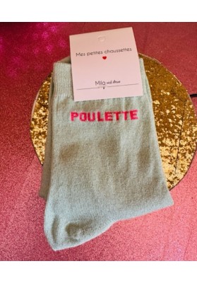 Chaussettes vertes paillettes "Poulette"