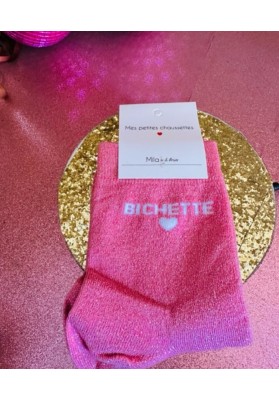 Chaussettes roses paillettes "Bichette"