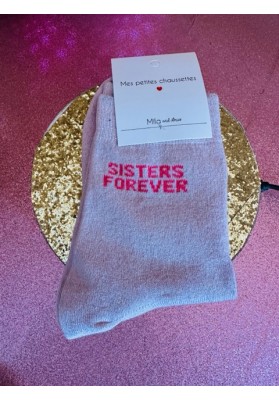 Chaussettes Roses paillettes "Sisters forever"